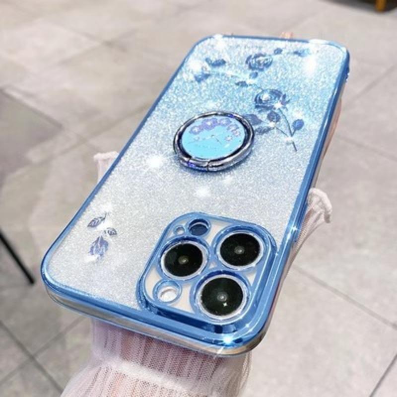 Applicable To Apple 17 Immortal Flower Mobile Case Glitter Rhinestone IPhone 16 ProMax Electroplating Anti Fall 15 Protection Case