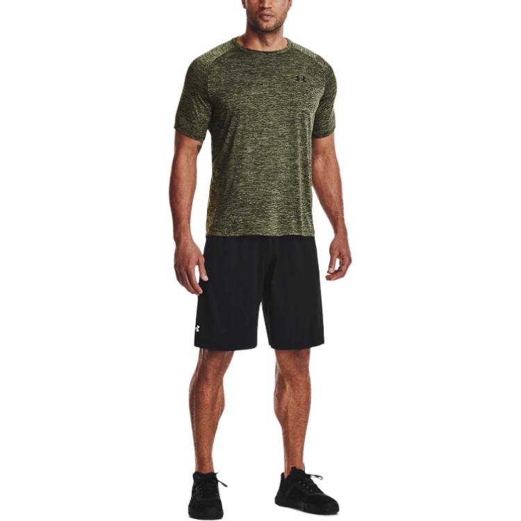 Under Armour Solid Color Crew Neck Sports Short Sleeve T-Shirt Men Tops Navy-Green 1326413-390