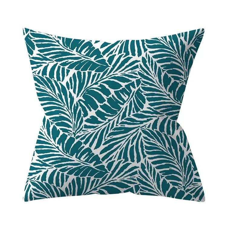 Teal Blue Cushion Cover Decorative Sofa Cushions Polyester Geometric Pillow Covers 45x45 Throw Pillows Single Side Pillowcases