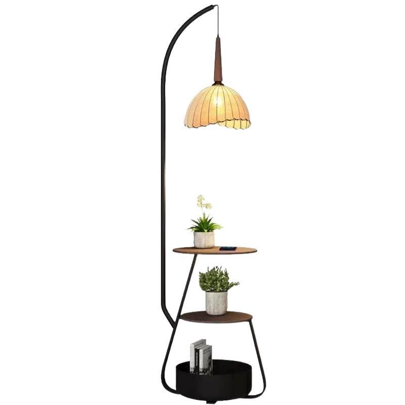 Retro Chinese-Style Floor Lamp: Dual-Use Bedside/Side Table Fishing Lamp for Living Room or Bedroom Ambiance