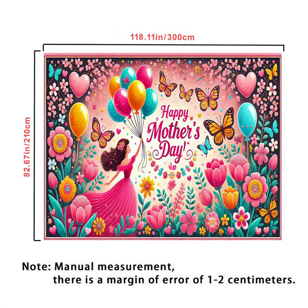 1pc Happy Mother's Day Polyester Background Cloth - suitable for indoor/outdoor decoration home garden yard decoration Mother