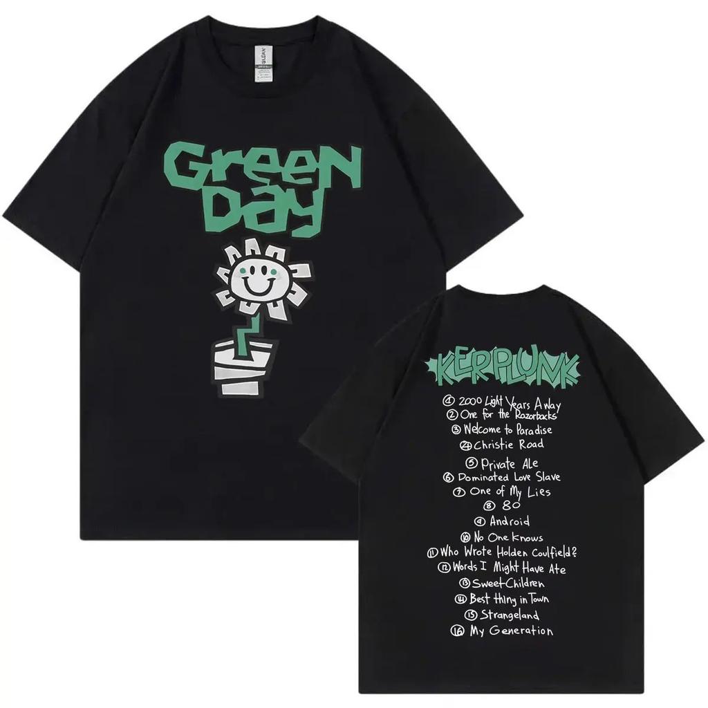 Rock Punk Band Green Day Kerplunk Album Merch Tshirts Fashion Hip Hop Print T Shirt Summer Casual Loose Short Sleeve Unisex
