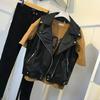Women's Spring Pu Leather Motorcycle Vest Student Korean Style Loose-fit Top