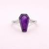Amethyst Coffin Cut Ring In 925 Sterling Silver, Statement Gemstone Ring for Women, Gothic Boho Handmade Jewelry