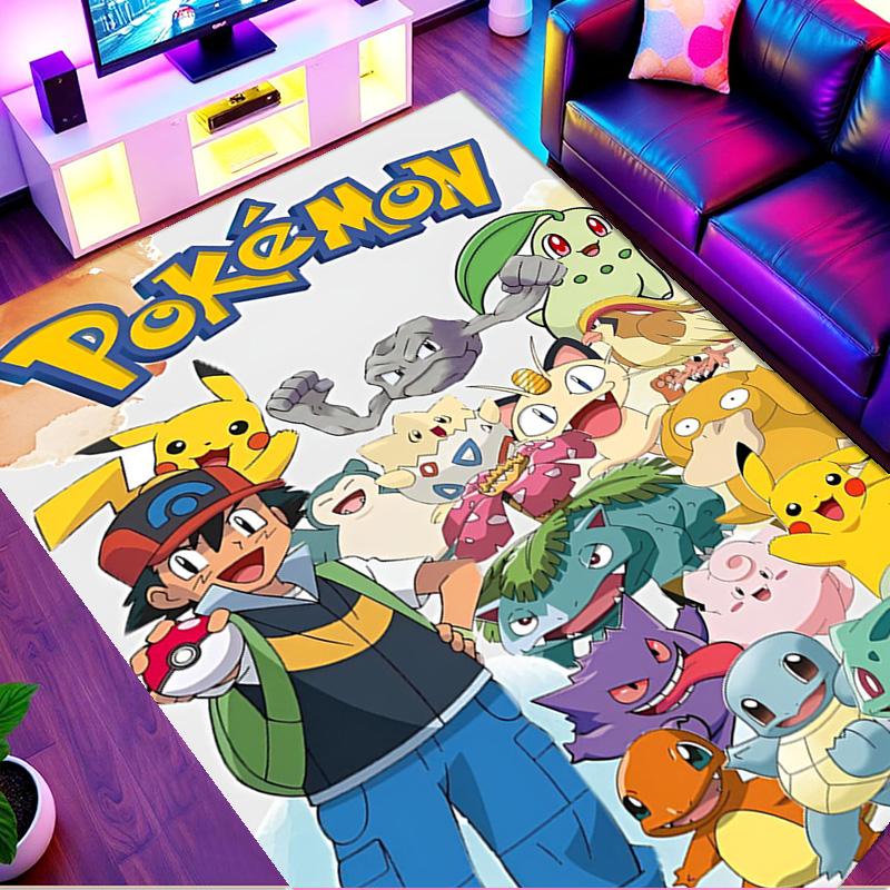 Pokemon Print Rug, Washable Floor Carpet, For Entryway Dorm Laundry Room Office Study, Home Decor Birthday Christmas Gift