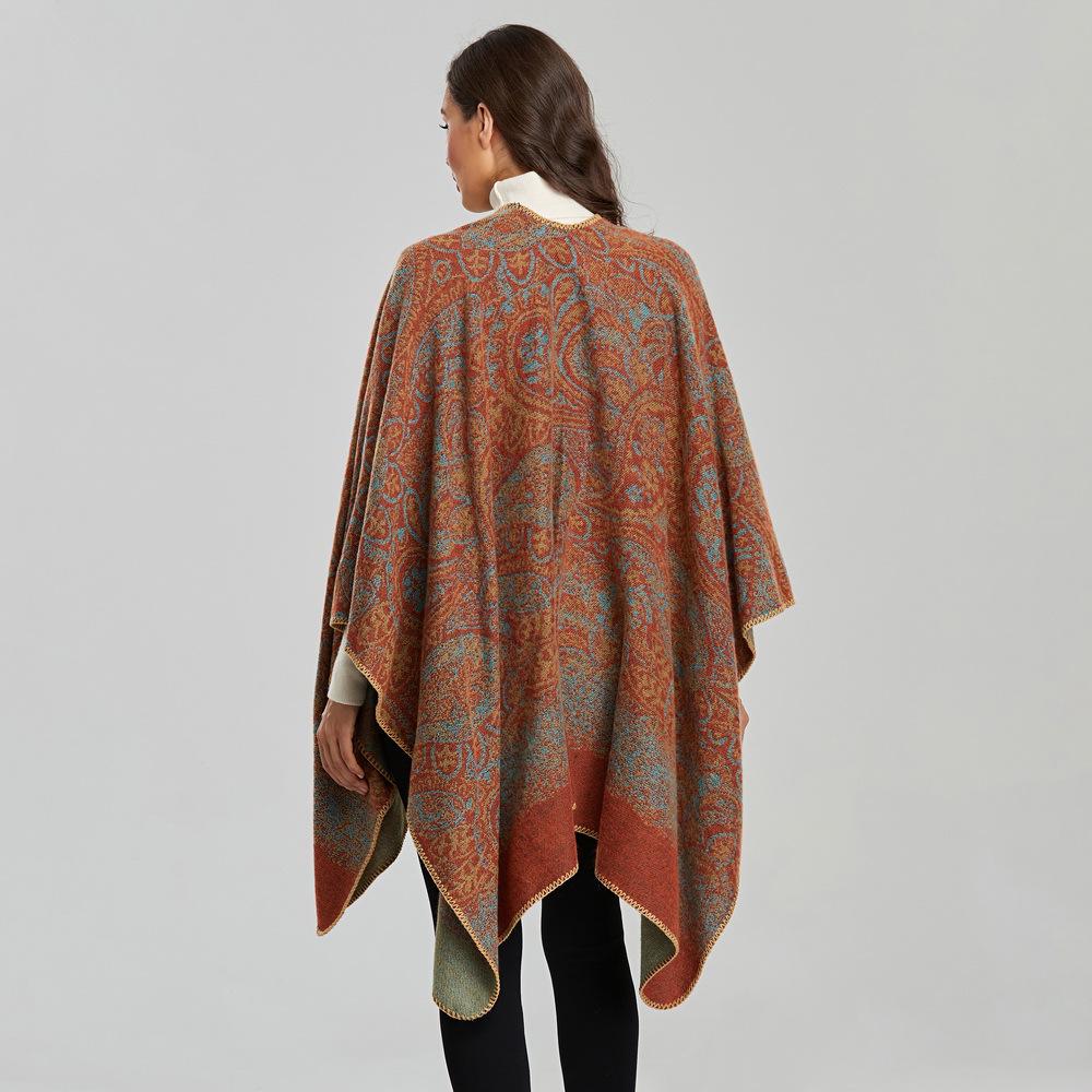 Women's Retro Ethnic Style Thickened Scarf Shawl Cape for Autumn & Winter