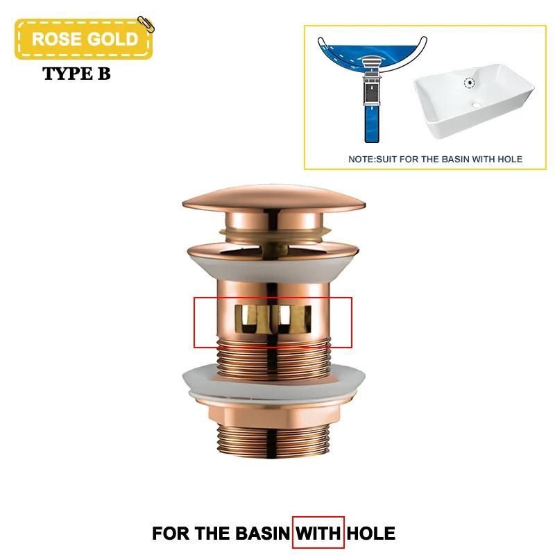 Wash Basin Pop-Up Drain Button Sink Stopper Drainer Siphon Waste Stopper Waste Pipe Drain Brushed Gold Bathroom Accessories