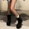 Winter neue hässliche großer Kopf Schneestiefel Baumwollstiefel Damen mittelhohe Thermostiefel Brotstiefel gefütterte verdickte große Baumwollschuhe
