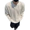 Men's High-End Jacquard Hoodie: Wrinkled Waffle Knit Long Sleeve T-Shirt with Elastic Padded Shoulders