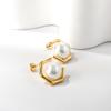 Fashionable Irregular Niche Stainless Steel White Pearl Earrings for Girls' Party Jewelry High-end INS Temperament Birthday Gift
