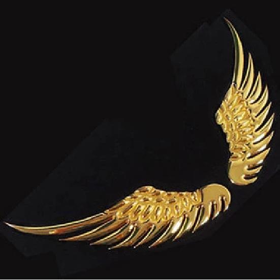 1 Pair 3D Stereo Car Body Sticker Angel Wings Badge Emblem Style Metal Zinc Alloy Decal Auto Exterior Decoration Accessories