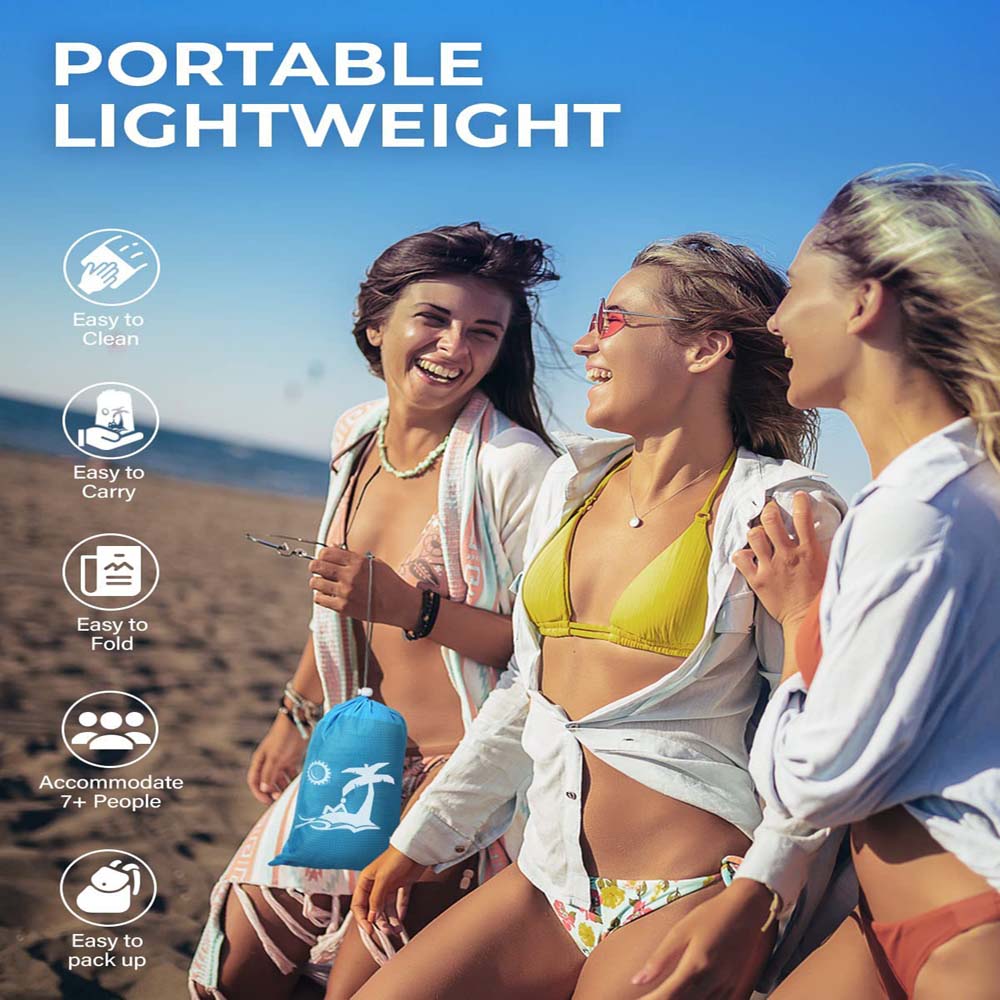 Beach Blanket 200*140cm Waterproof Beach Mat Soft Lightweight Durable Sand Mat Family Camping Picnic Travel Portable Hiking Mat