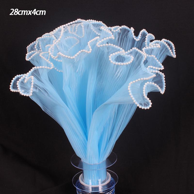 petite28X400cm Flower Wrapping Paper Pearl Packaging Material Supplies Wave Yarn Lace Mesh Florist Bouquet Party Valentine Gift