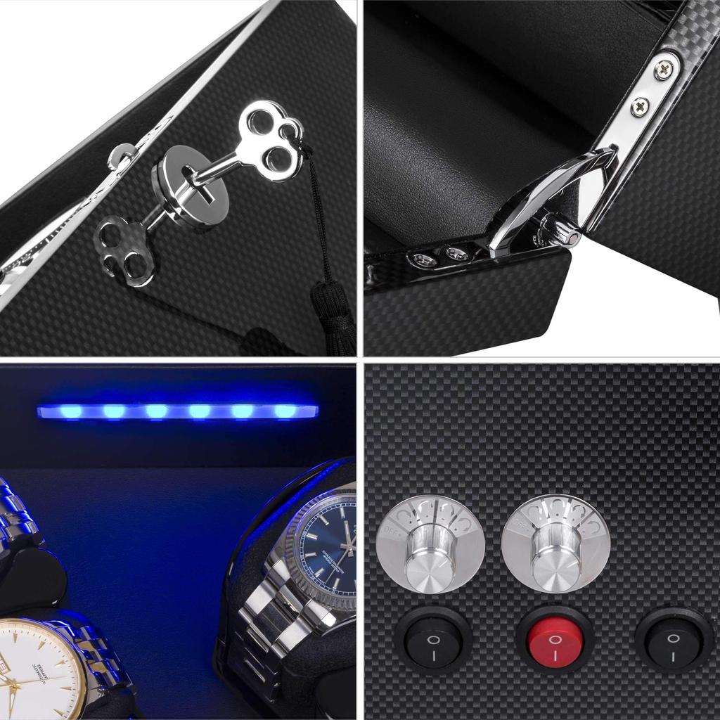 Winding 8 Automatic Watch Japanese Mabuchi Watch Automatic Luxury Watch Quiet Comes with LED Stops Rotating When the Lid Is 8 Small Size Cushions