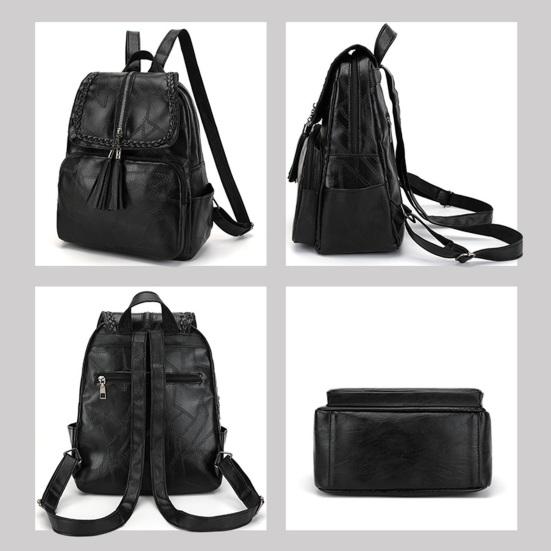 Unisex Retro Backpack Faux Leather Waterproof Schoolbag Anti-Theft Multi-Pocket Backpack for Street Travel College Students