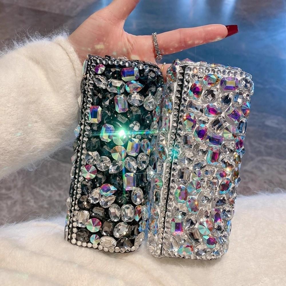 Shiny Rhinestone-inlay Glasses Case Leather Sunglasses Protective Case  for Gifts