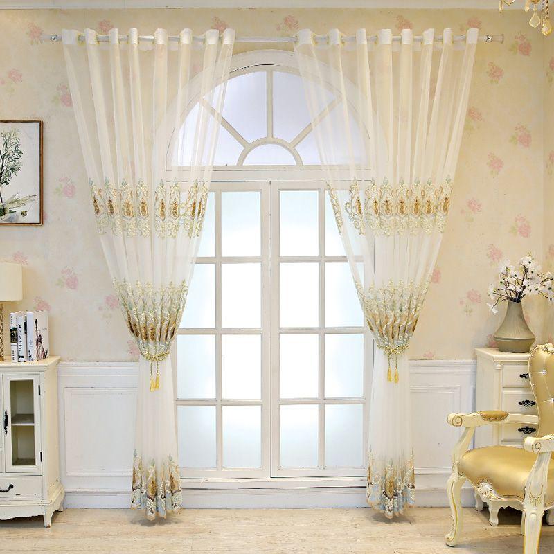 Elegant Floral Embroidered Sheer Curtain Panel  Perfect for Living Room, Bedroom, Balcony, or Home Office Decor, Curtains for Living Room