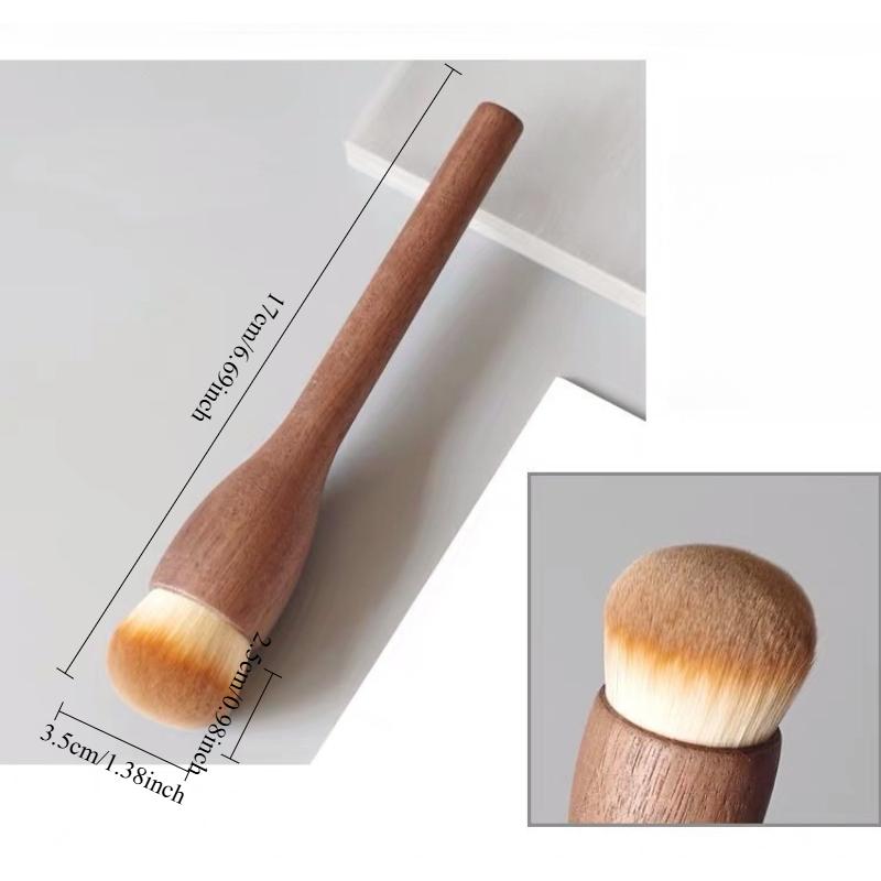 Pensulă de Machiaj Super Moale cu Mâner de Lemn Vintage, Nuc de Înaltă Calitate, Pudră Liberă, Fard de Obraz, Fond de Ten, Pensulă de Contur