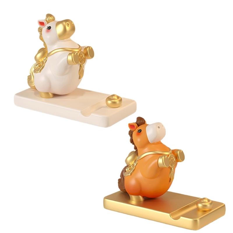Fortune Bringing Horse Theme Mobile Holder Artistic Rosin Crafted Cellphone Stand Phone Support Stand for Office Decor