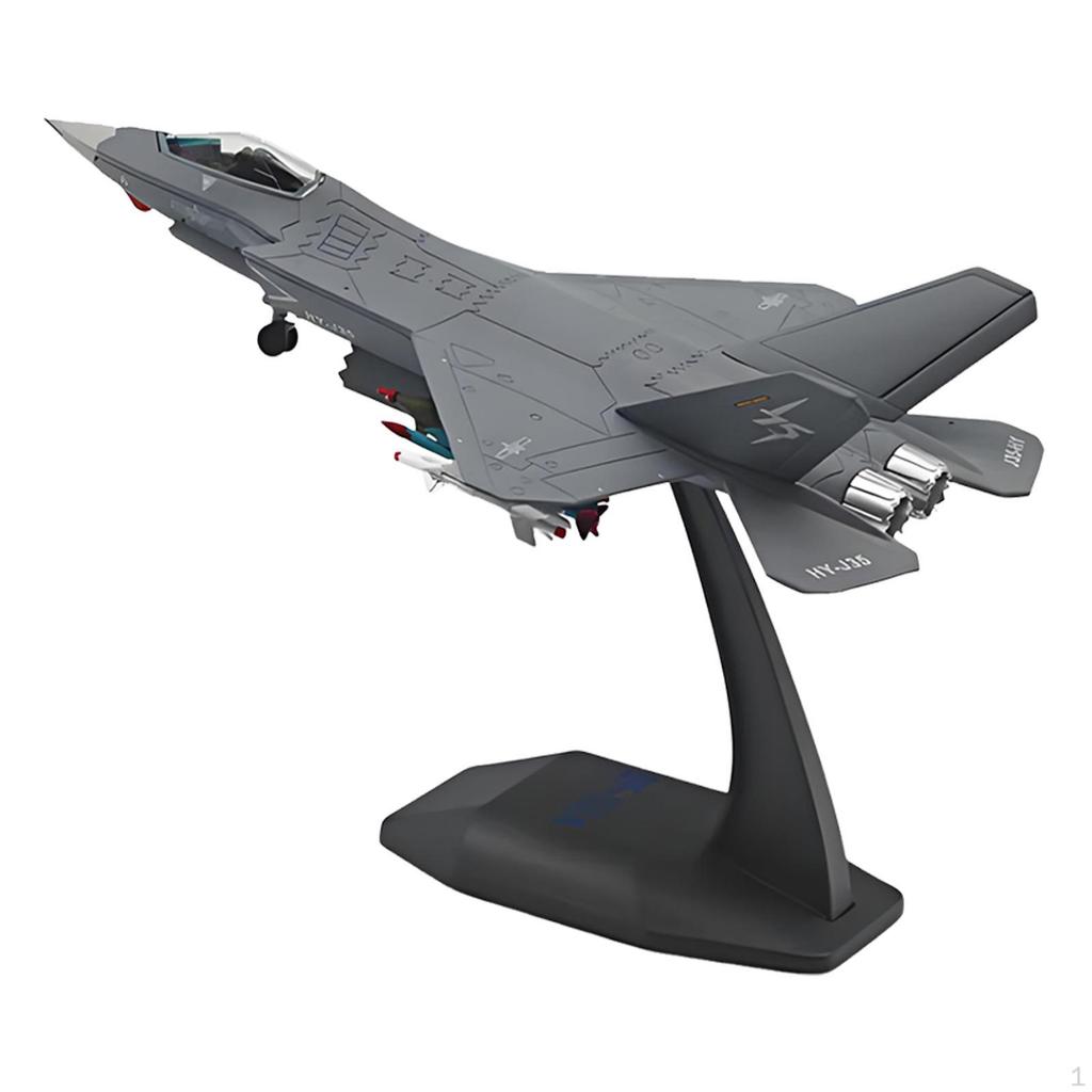 1:100 J35 Aircraft Fighter Model Stimulated Airplane with Display Base for Bookshelf