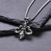 Women's Rose Gold Tone Cross Flower Pendant Necklace, Pave Choker Chain Fashion Jewelry