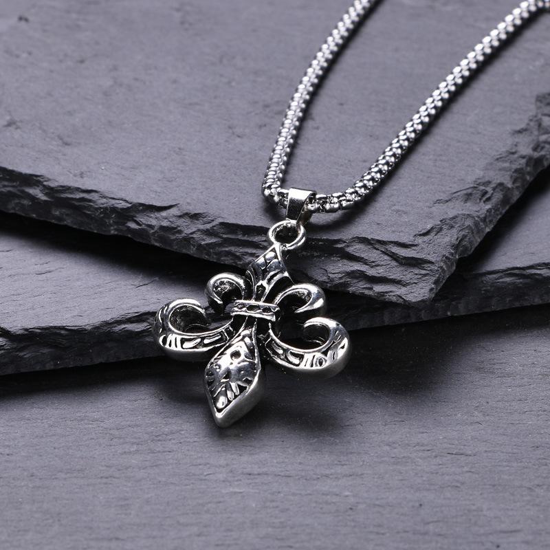 Women's Rose Gold Tone Cross Flower Pendant Necklace, Pave Choker Chain Fashion Jewelry