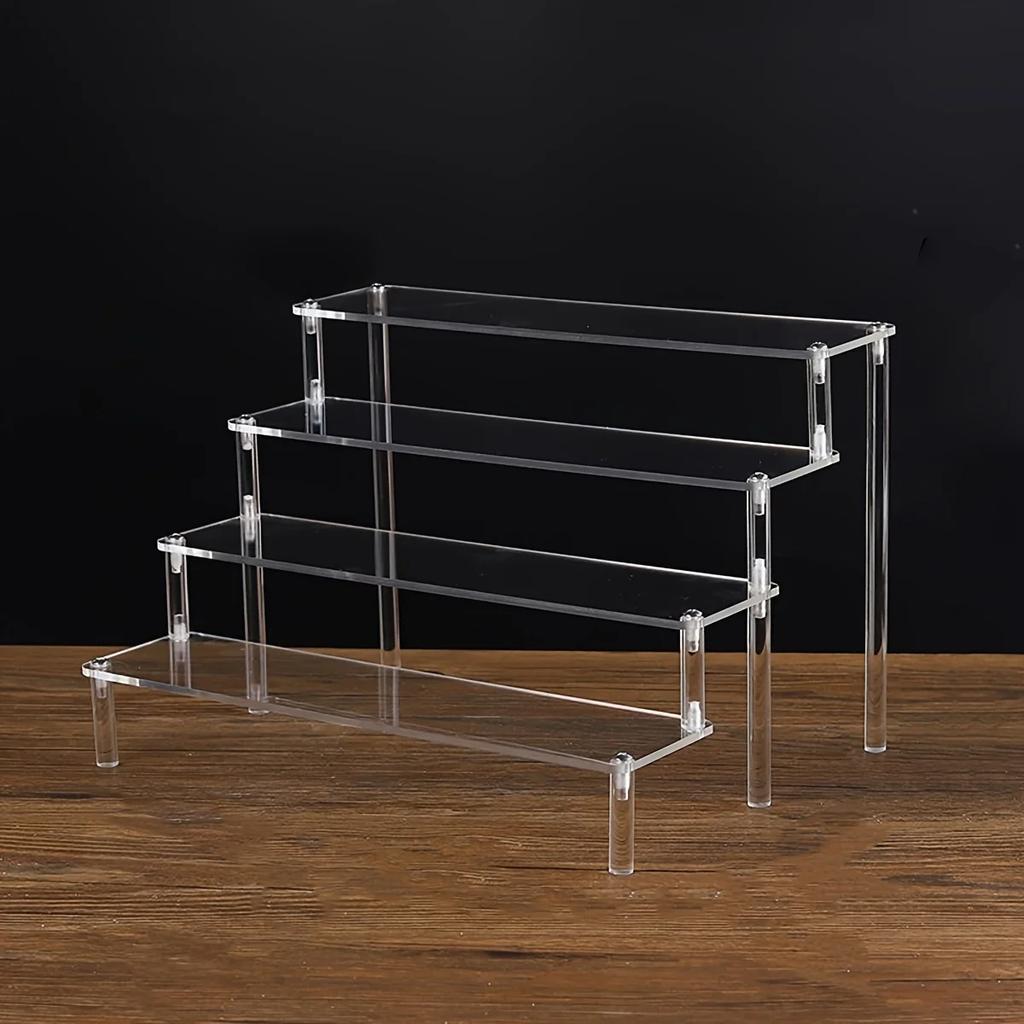 1pc Versatile Acrylic Ladder Display Stand - Transparent, Elegant for Anime Models, Cosmetics, & More - Ideal for Retail