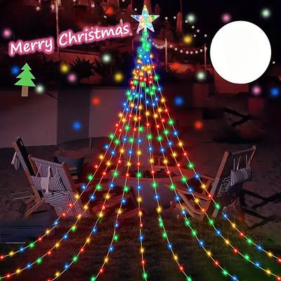 Catena Luminosa Impermeabile USB Solare Decorazioni Natalizie 3M/2M LED Cascata Albero Fata 8 Modalità Luci da Campeggio Festive