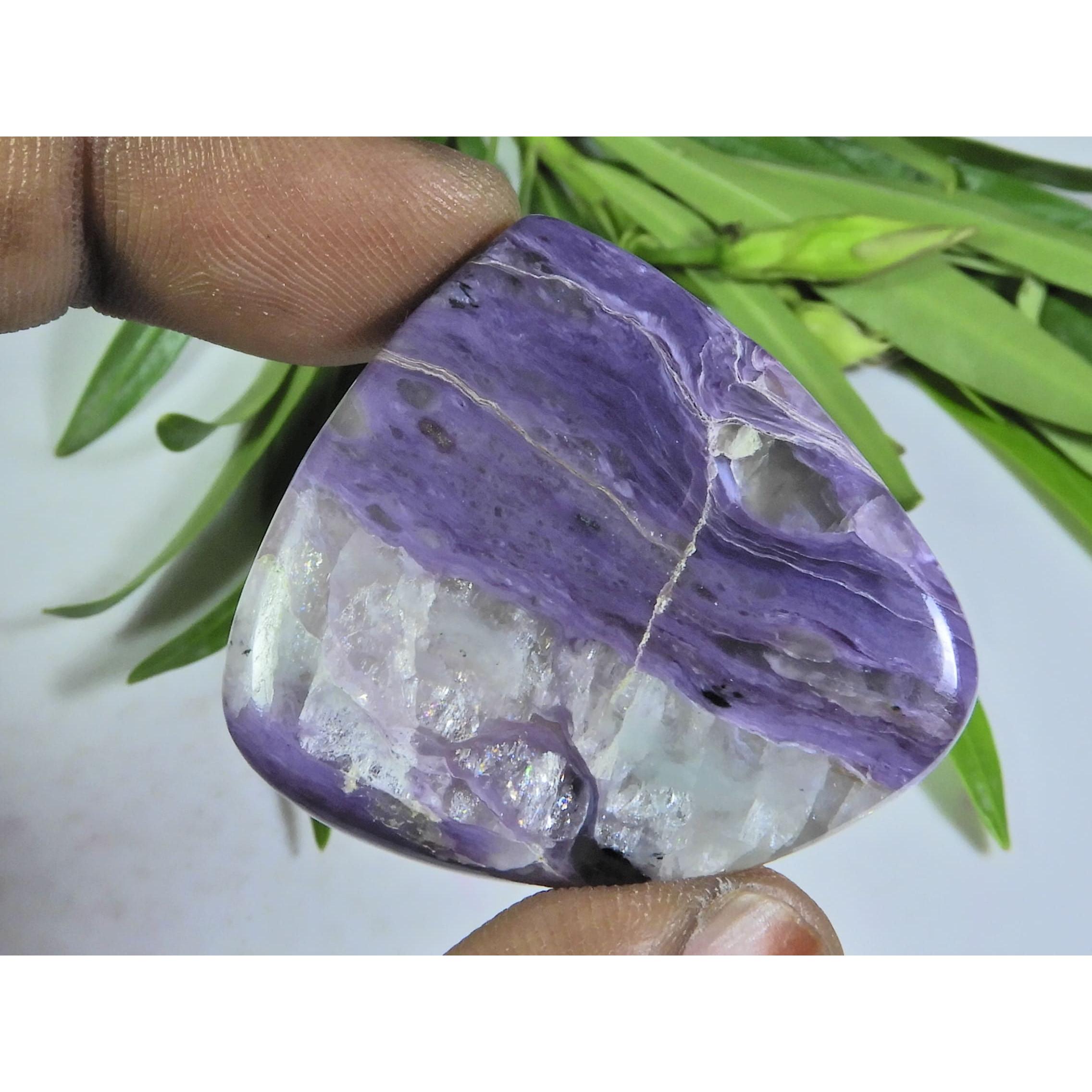 

86Cts. Натуральный чароит кабошон грушевидной формы свободный драгоценный камень 27X40X07 мм A-94