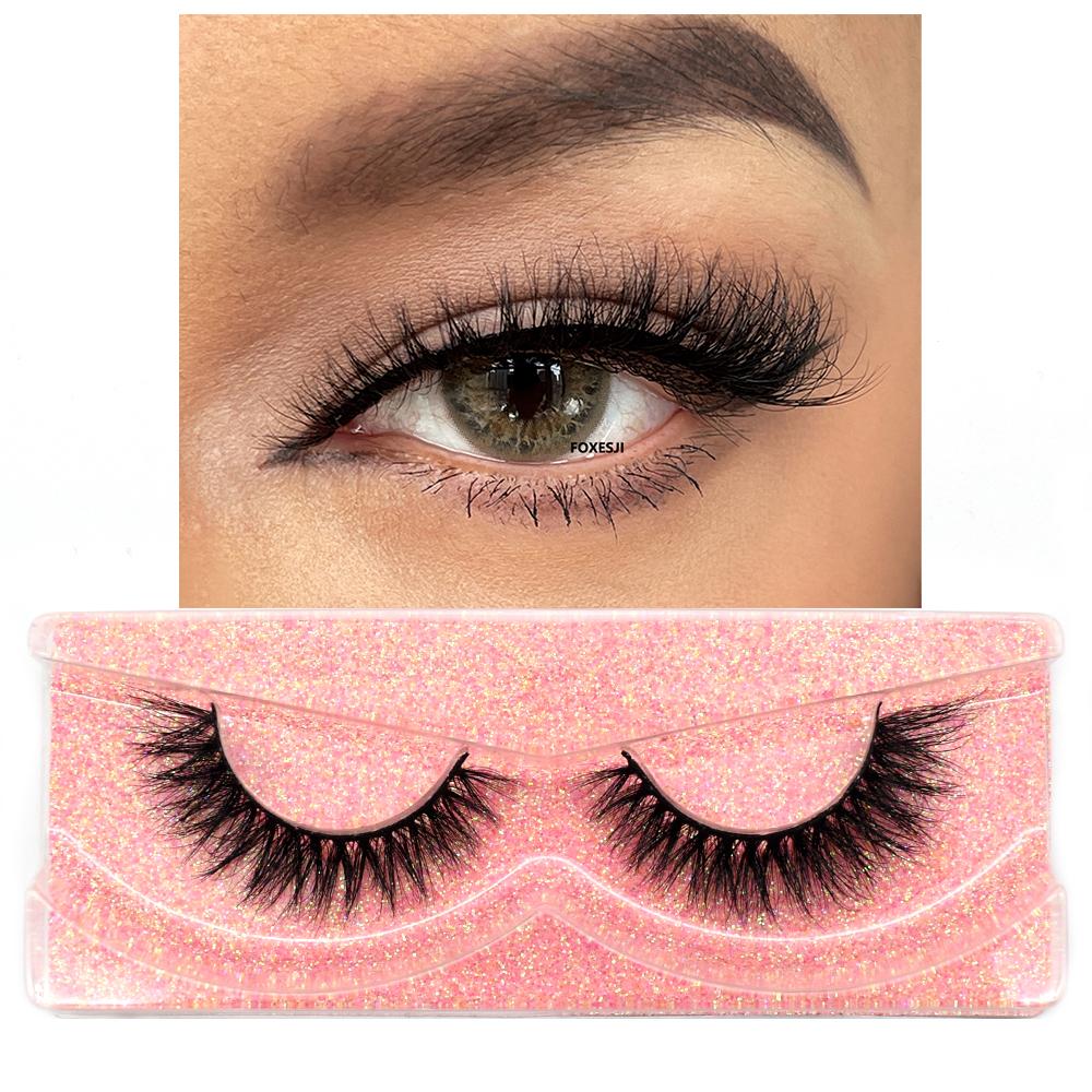 FOXESJI 3D Mink False Eyelashes Fluffy High Volume Eye Lashes Natural Wispy Full Strip Mink Eyelash Extension Bulk Lash Makeup