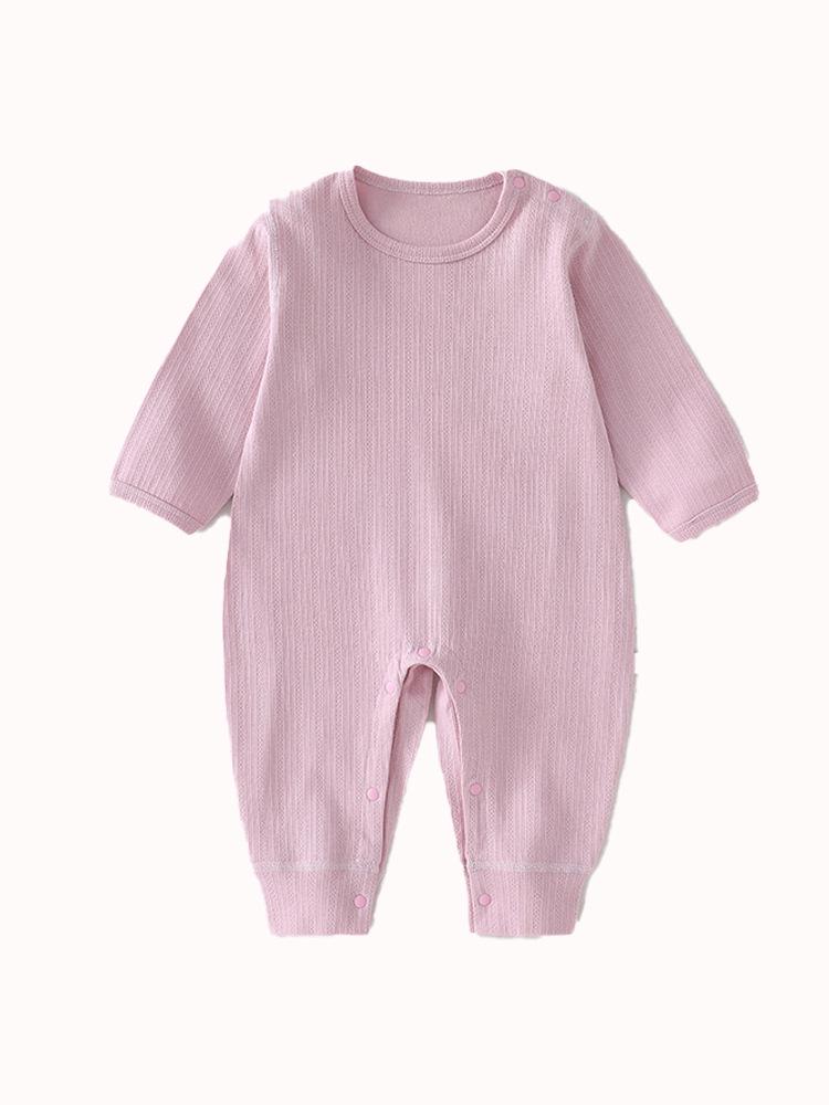 Baby Pure Cotton Romper: Spring & Autumn Style with Shoulder Snaps