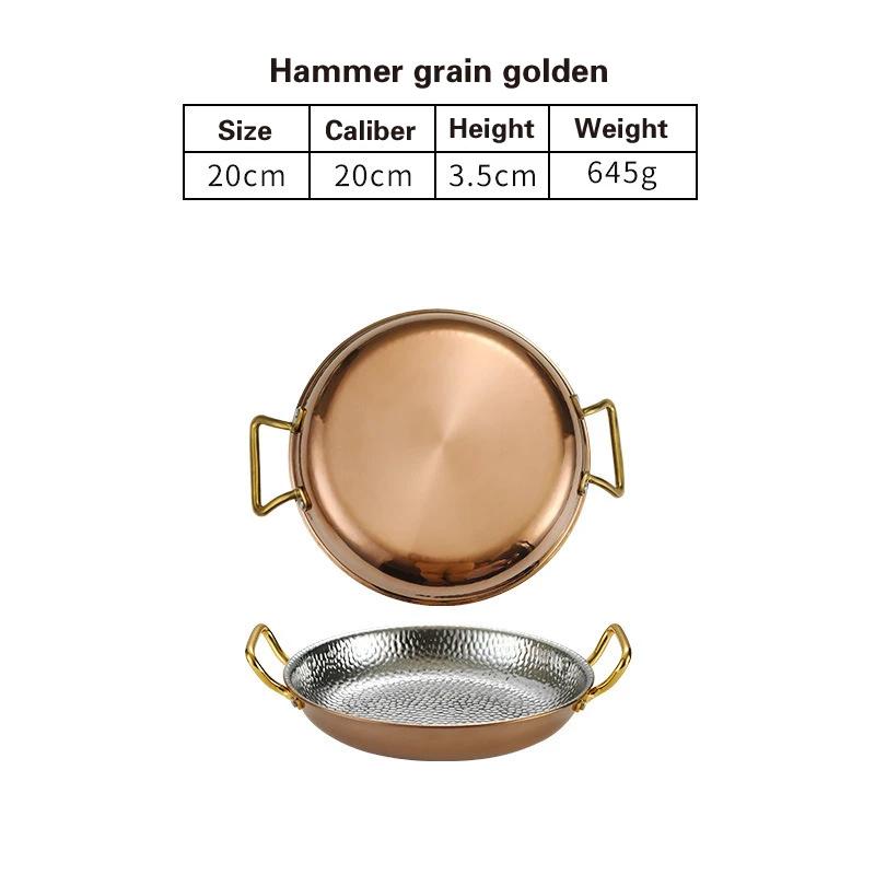 304 stainless steel Spanish seafood rice pot Commercial crayfish plate Flat bottom stewed rice pot Double ear frying pan hotpot