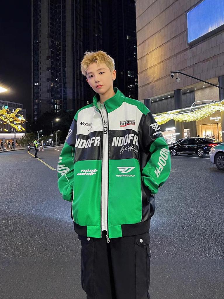 Men's 2024 Biker Racing PU Leather Jacket - Windproof, Autumn/Winter Outerwear