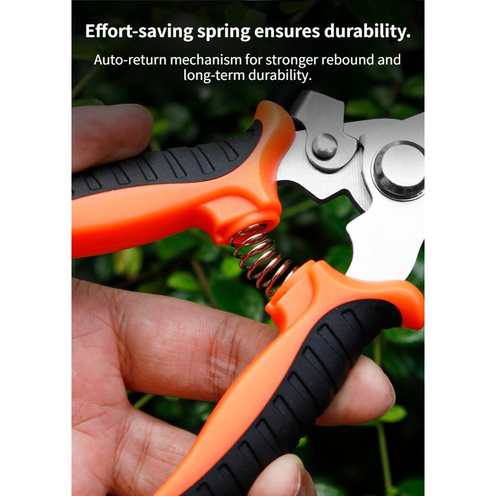 Heavy Duty Pruning Shears Stainless Steel Garden Scissors Fruit Tree Bonsai Trimmer Ergonomic Non-Slip Grip Plant Care Tools