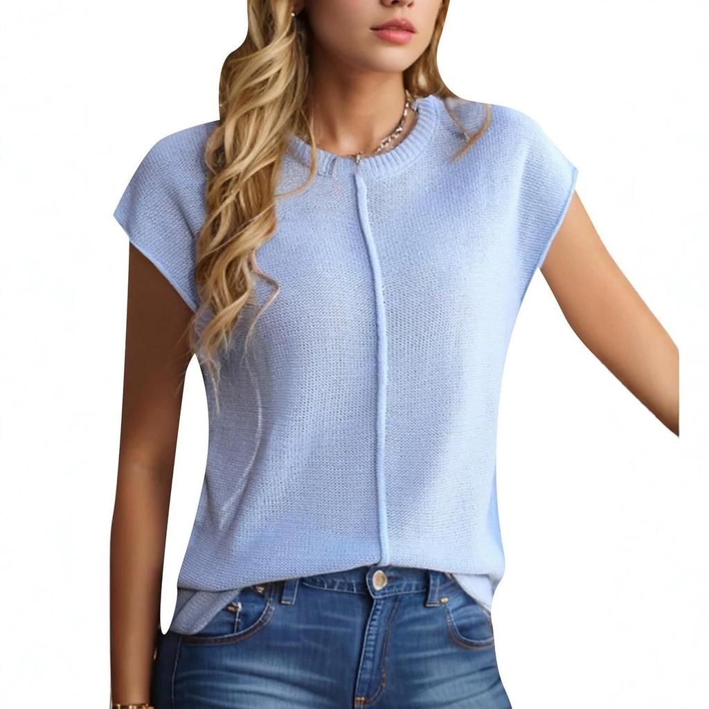 2026 Women's Retro Fashion Short Sleeve Loose Fit Versatile Sweater
