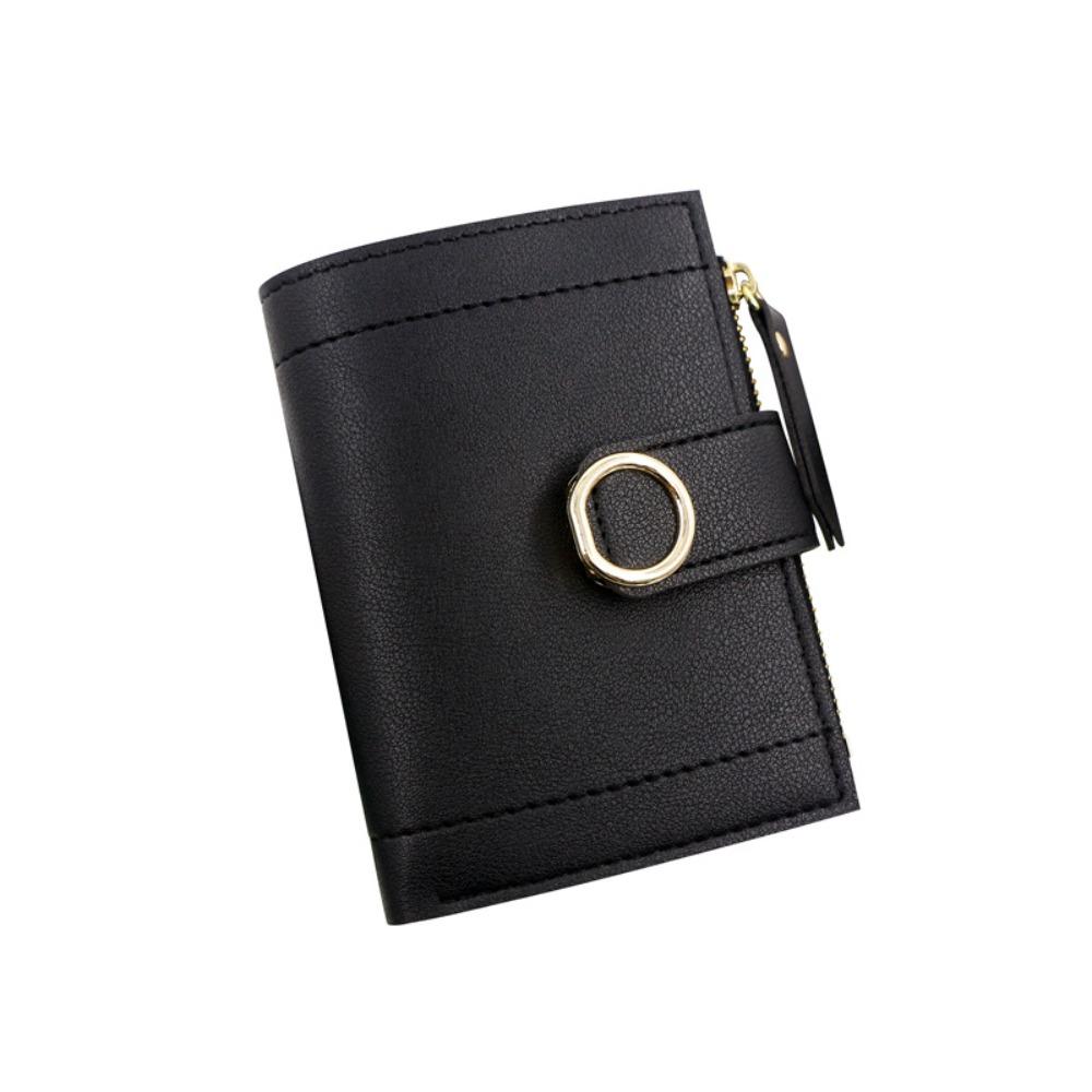 PU Leather Women Wallet Large Capacity Zipper Short Purses Wear-resistant Multiple Card Slots Card Holder For Girls Women's