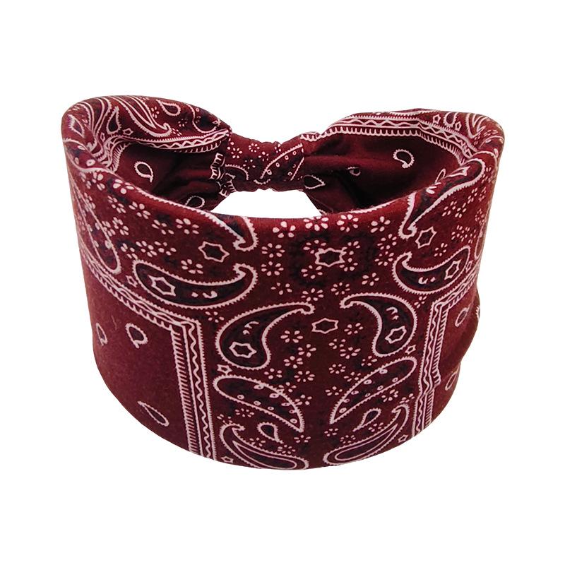 Богемная Кашемировая Спортивная Повязка на Голову для Йоги, Влагоотводящая, Эластичная, Хлопковая, для Женщин вино красного