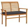Day and Night - Day and Night Solid Teak Wood Garden Bench with Anthracite Cushion 112 Cm
