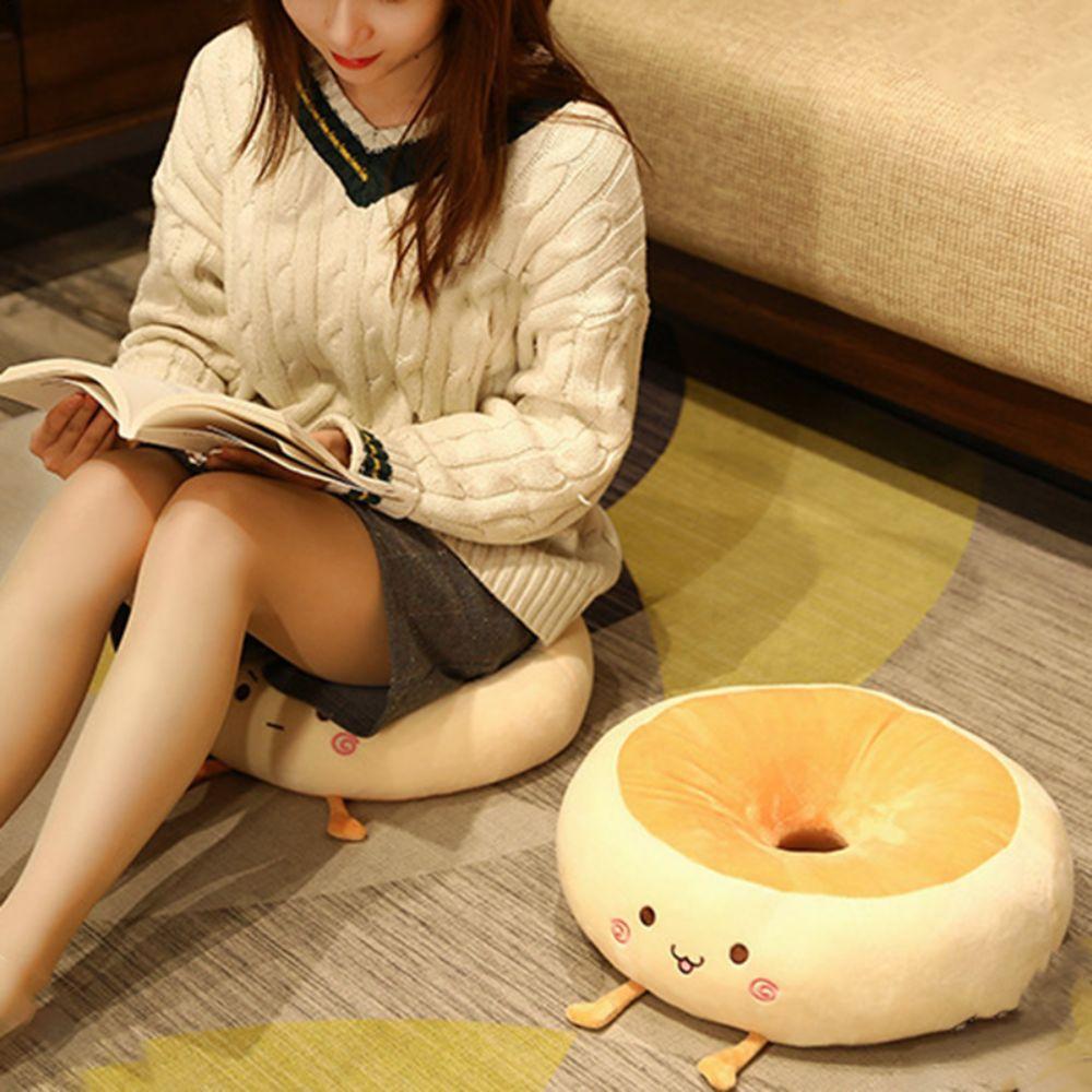 Cute PP Cotton Bread Seat Cushion Thickened Round Doughnut Office Sitting Mat Beathable Soft Floor Cushion Office Worker