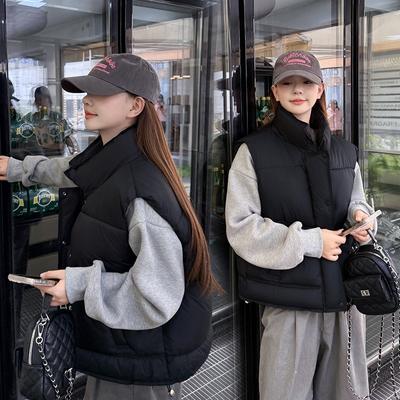Autumn and Winter Short Vest Stand-up Collar Cotton Vest Women's Fashion Warm Popular Vest Top
