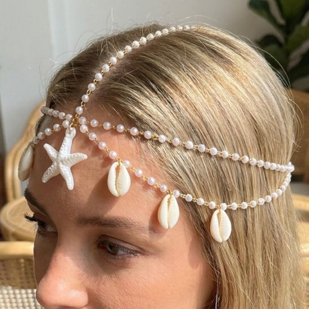 Bohemian Imitation Pearl Anklet Ocean Style Shell Anklet New Starfish Pendant Anklet  Summer