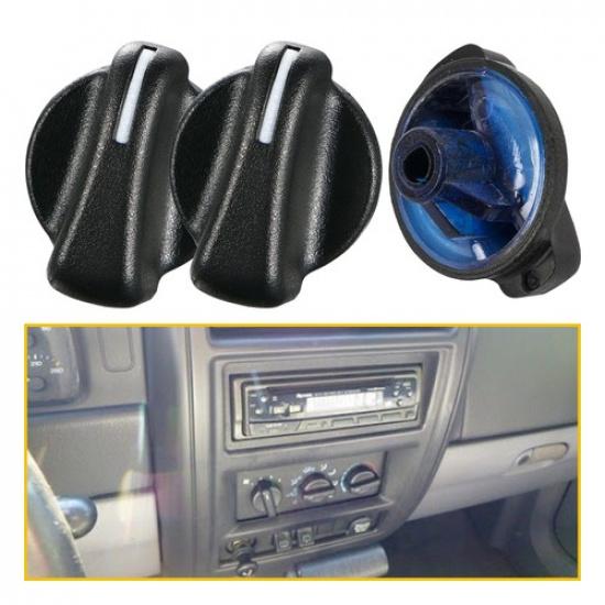 

3* Control Knobs Heater A/C Control Middle Fan Speed For Jeep Wrangler 1999-2006