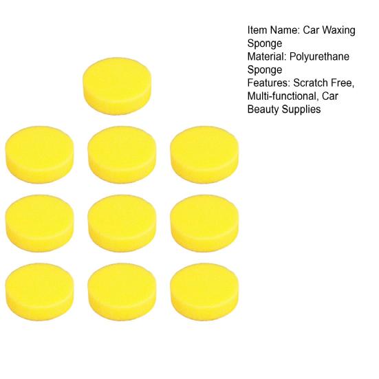 10Pcs Car Waxing Sponge Scratch Free Round Automotive Cleaning Waxing Polishing