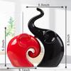Home Decor Lucky Charm Elephant Couple | Piano Finish Ceramic Figures- (Set of 2 Piece, Red & Black)
