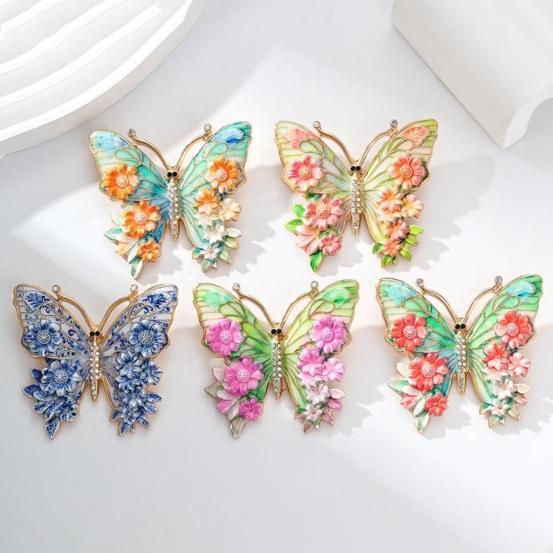 Vintage Big Flower Butterfly Brooches 5-Color Beautiful Insects Brooch For Women Fashion Colorful Animal Pins Jewelry Gifts