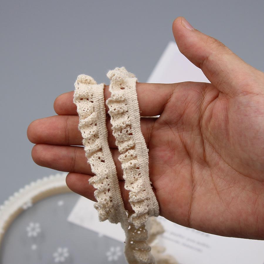 Off-White Elastic Cotton Lace Handmade Fabric Trim for Socks, Skirts, and Curtains - Zuleidezhu.