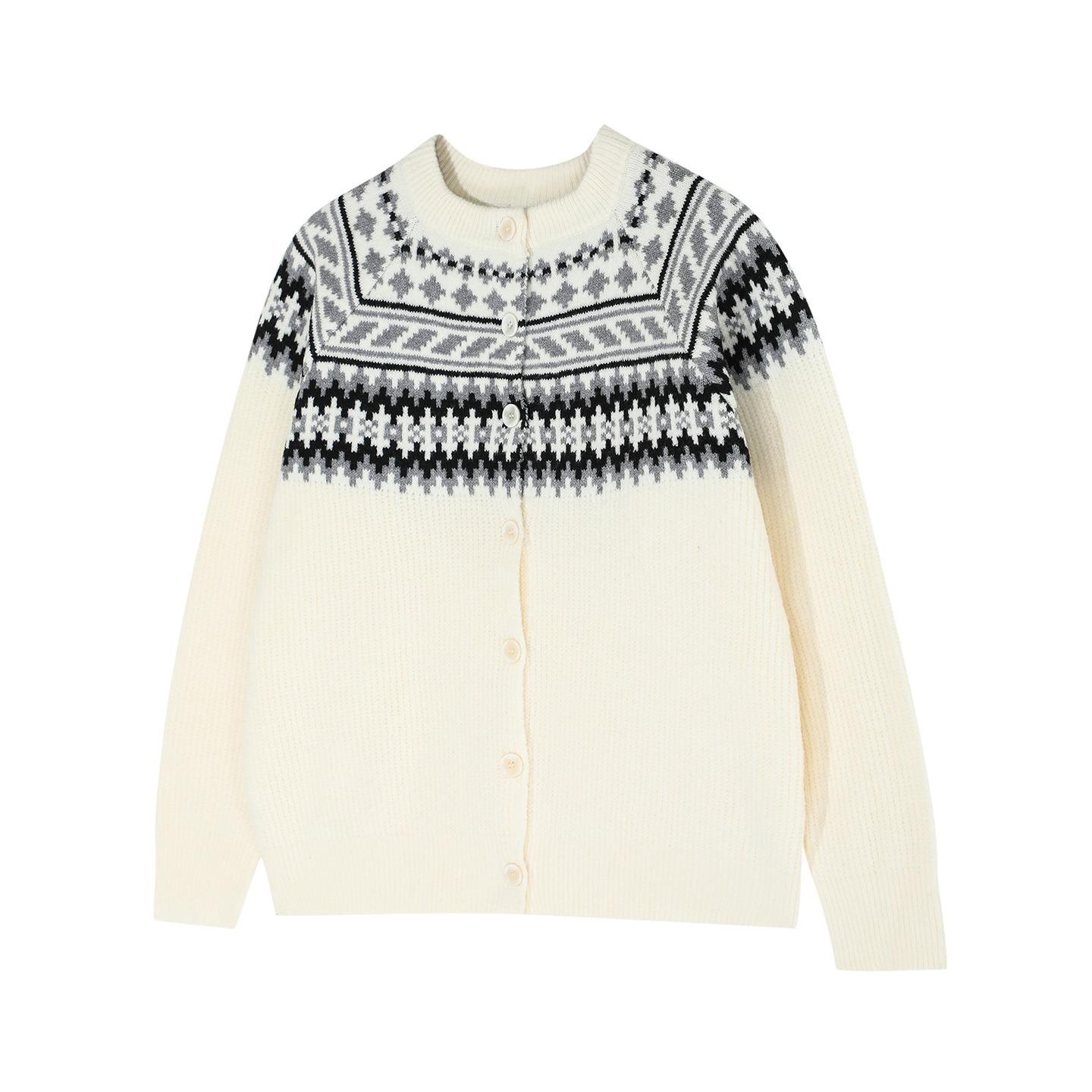 

Men s Nordic-Style Jacquard Knit Cardigan Sweater - 2025 Autumn Collection, Cozy Thick Knitwear Jacket XXL брудно-білий