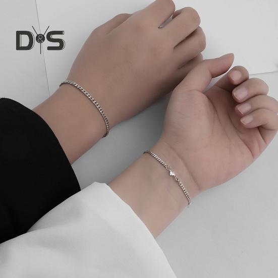 

2 шт. женский браслет с подвесками, блестящий, инкрустированный стразами, регулируемый браслет, подарок на годовщину дня рождения серебряный