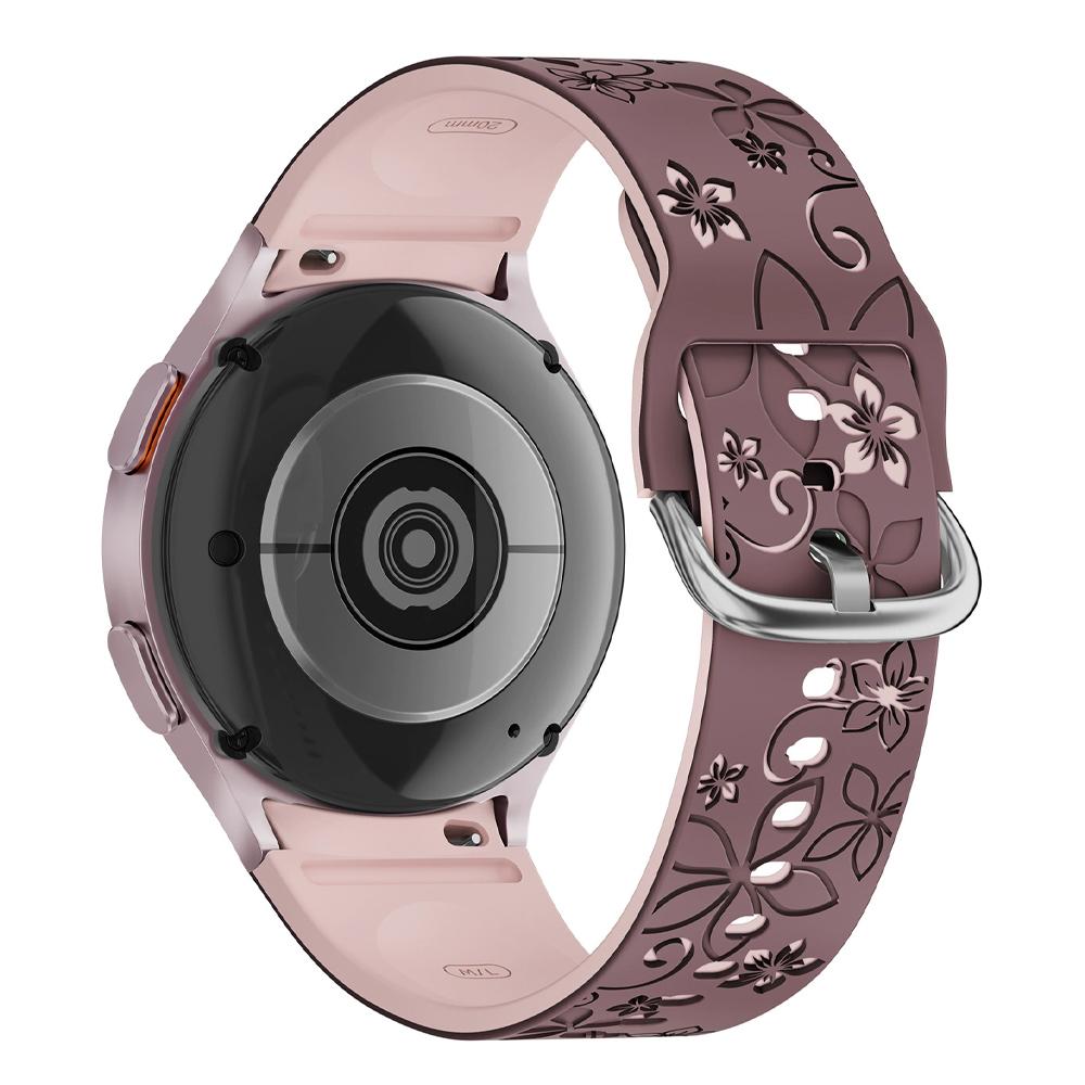 Band for Samsung Galaxy Watch 7/5 Pro/4 6 Classic 40 44mm Engraved flower Silicone Sport Bracelet correa Galaxy Watch 7 Straps