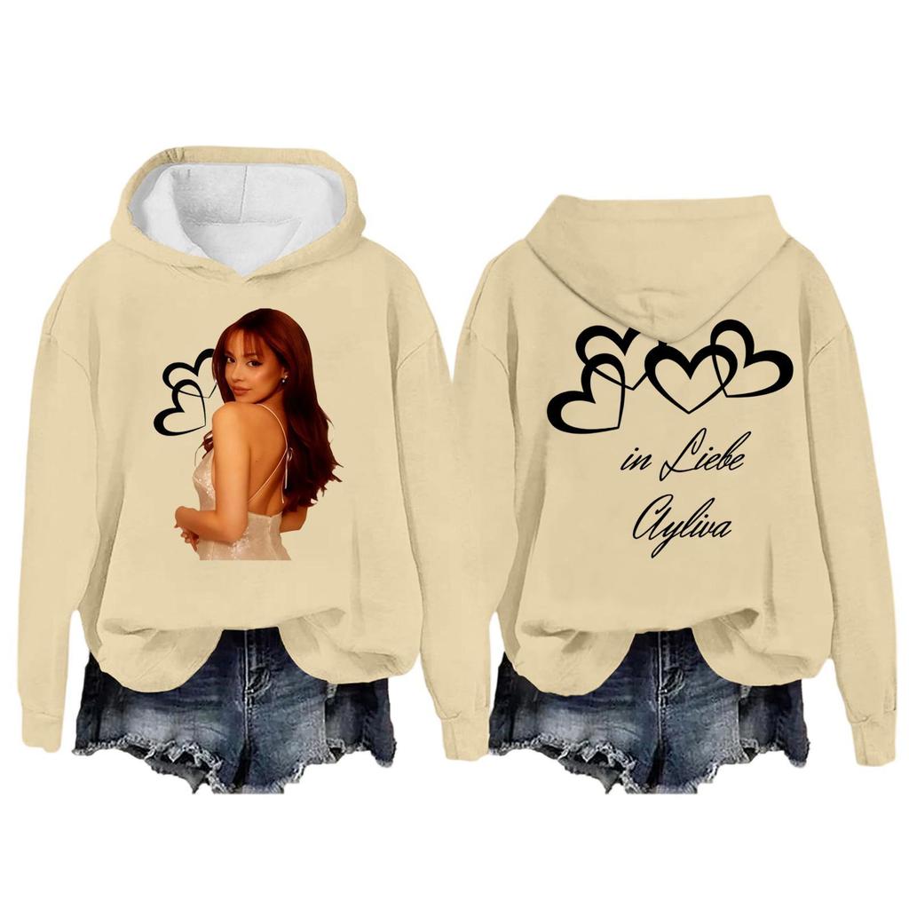 Women's Fashion Casual Long Sleeve Loose Printed Pullover Sports Long Sleeve Hooded Sweatshirt